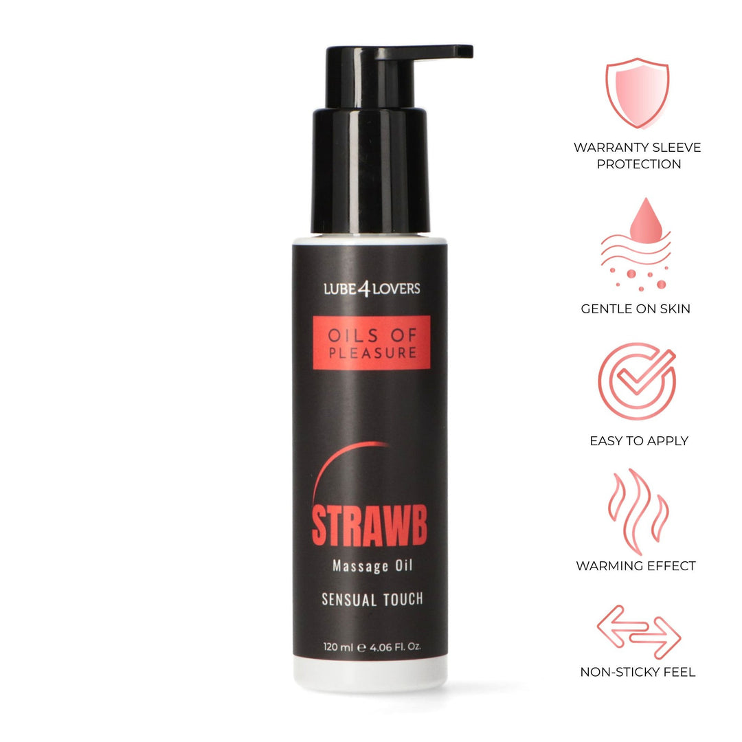 Olio Massaggio Erotico Effetto Caldo Fragola - 120 ml