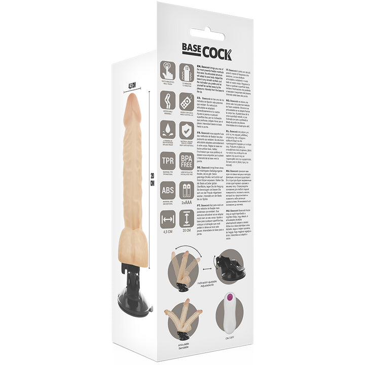 Vibratore pieghevole realistico con telecomando e testicoli BASECOCK