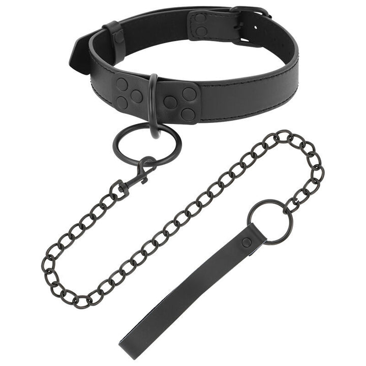 Collare con guinzaglio DARKNESS THIN BLACK FULL COLLAR WITH LEASH