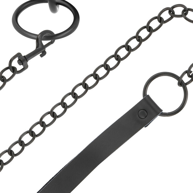 Collare con guinzaglio DARKNESS THIN BLACK FULL COLLAR WITH LEASH