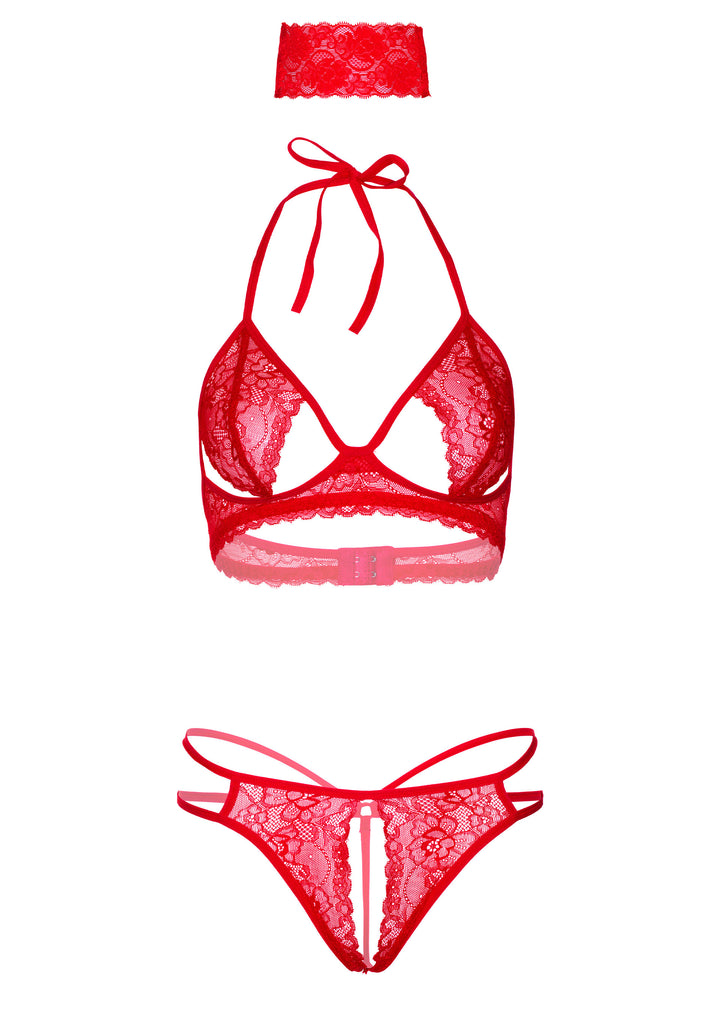 Peek-a-Boo Bra, G-String and Blindfold Set