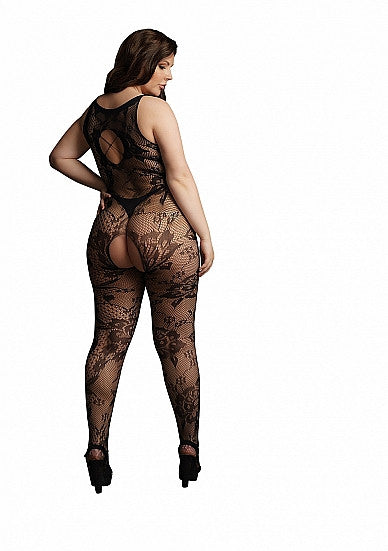 Criss Cross Neck Bodystocking Black