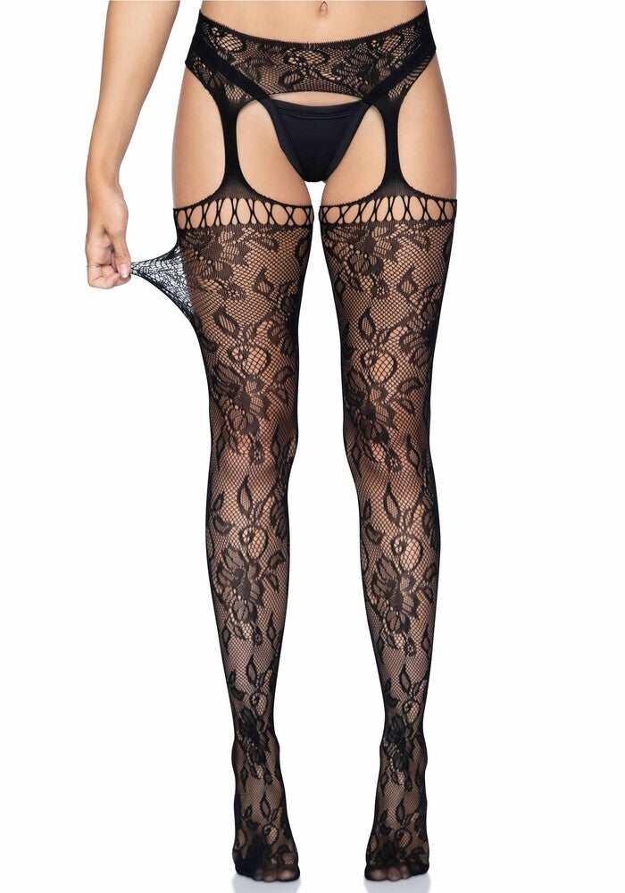 Sexy Lace Garter Belt Stockings Black by Leg Avenue | Stockings and Tights, photo 6