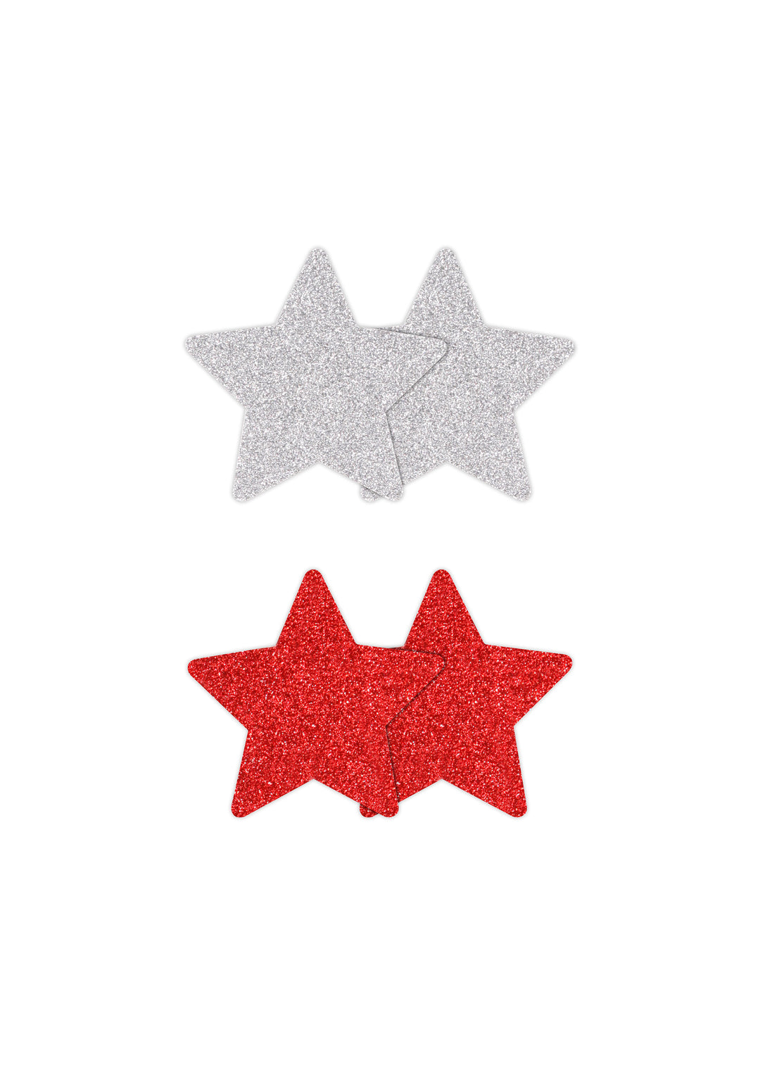 Copricapezzoli Stella Glitter Rosso e Argento - 2 Paia