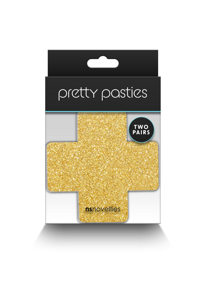 Copricapezzoli Croce Glitter Nero e Oro - 2 Paia