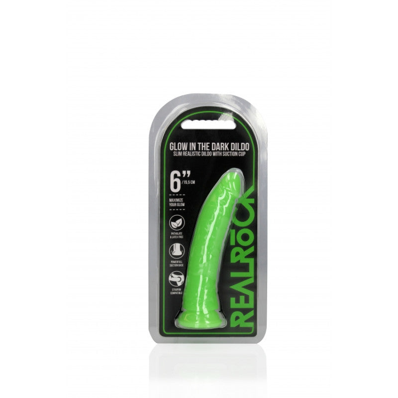 Slim Realistic Dildo 6 Neon Green - 17cm