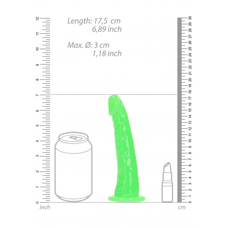 Slim Realistic Dildo 6 Neon Green - 17cm