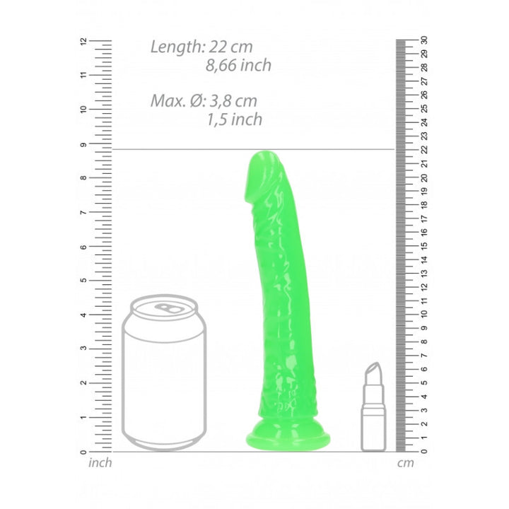 Slim Realistic Dildo 8 Neon Green - 22cm