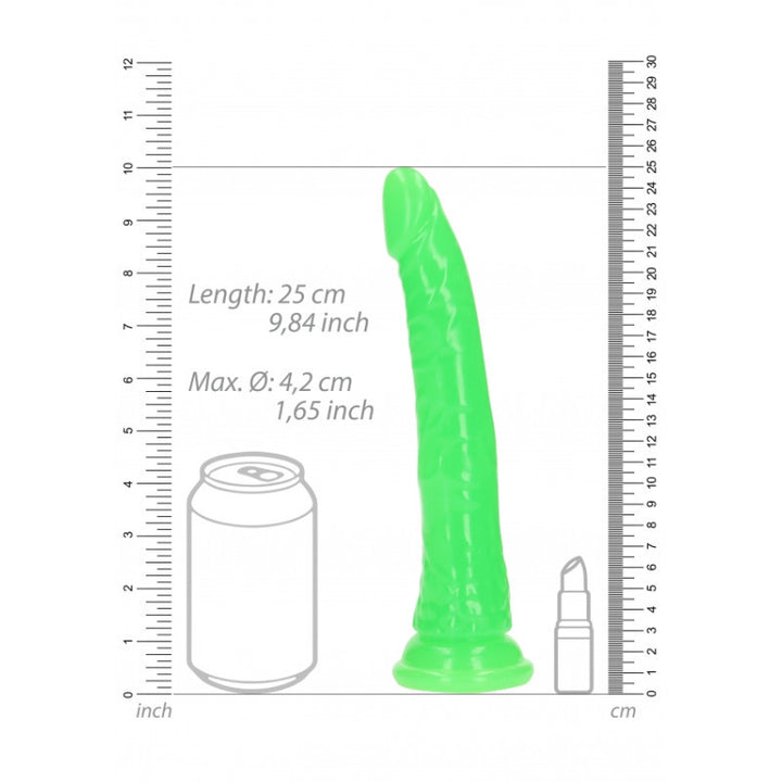 Slim Realistic Dildo 9 Neon Green - 25cm