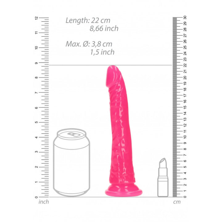 Slim Realistic Dildo 8 Neon Pink - 22cm