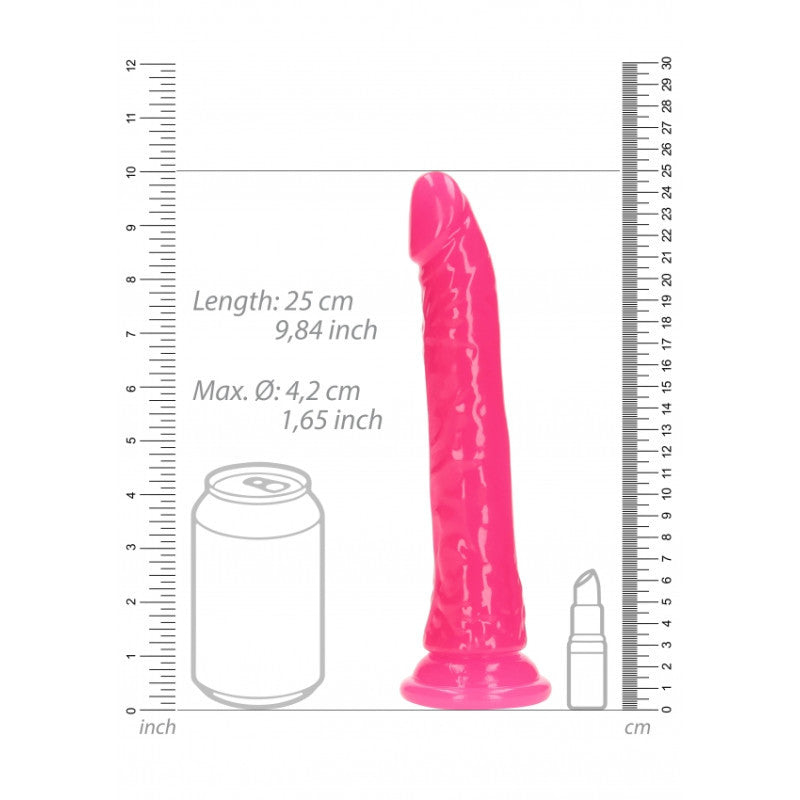 Slim Realistic Dildo 9 Neon Pink - 25cm