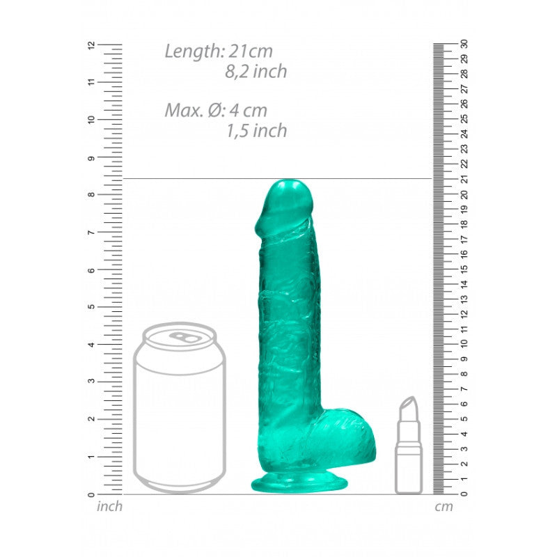 Crystal Clear Dildo 8" Turchese - 19cm