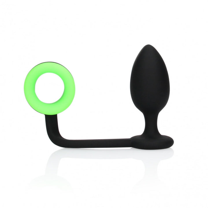 Plug with cock ring Butt with Cock Ring GitD Neon Green/Black