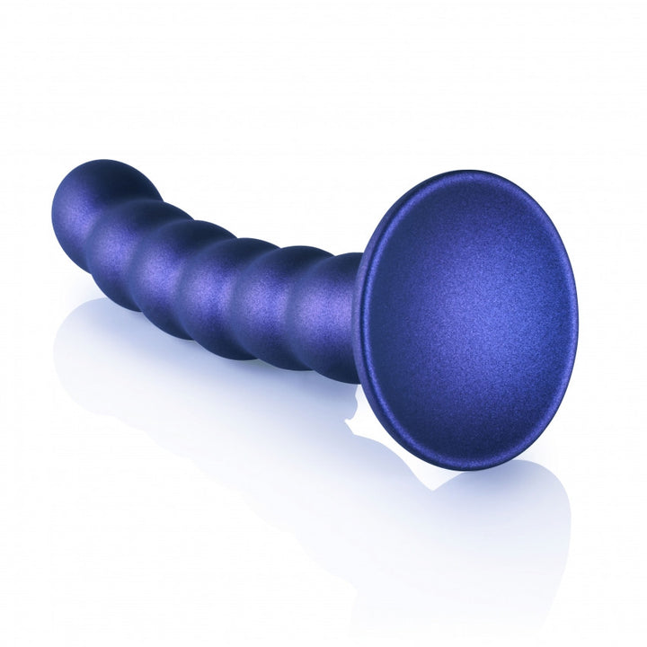 Beaded G-Spot Dildo Metallic Blue - 13,8cm