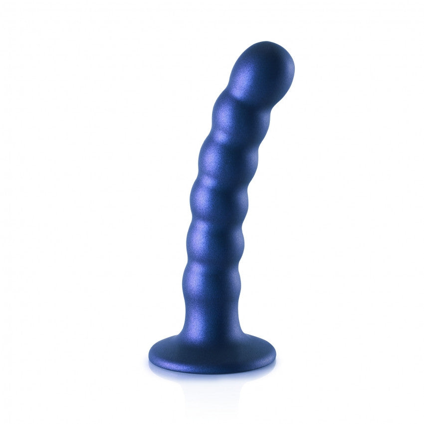 Beaded G-Spot Dildo Metallic Blue - 13,8cm