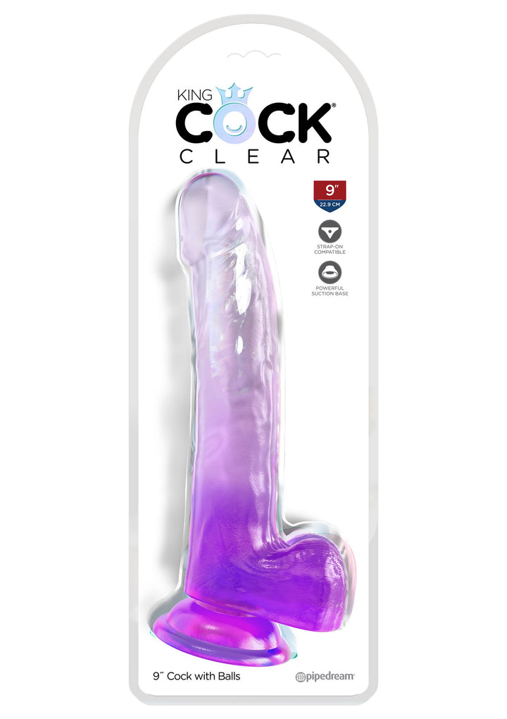 9" Cock with Balls Clear Purple - 24,8cm