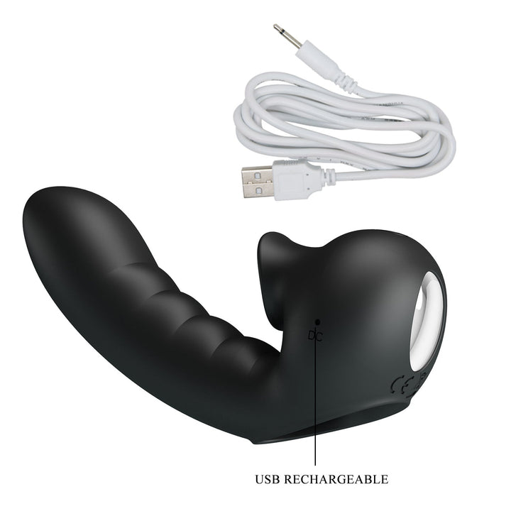 Vibratore doppia stimolazione clitoride vaginale in silicone ricaricabile pretty love