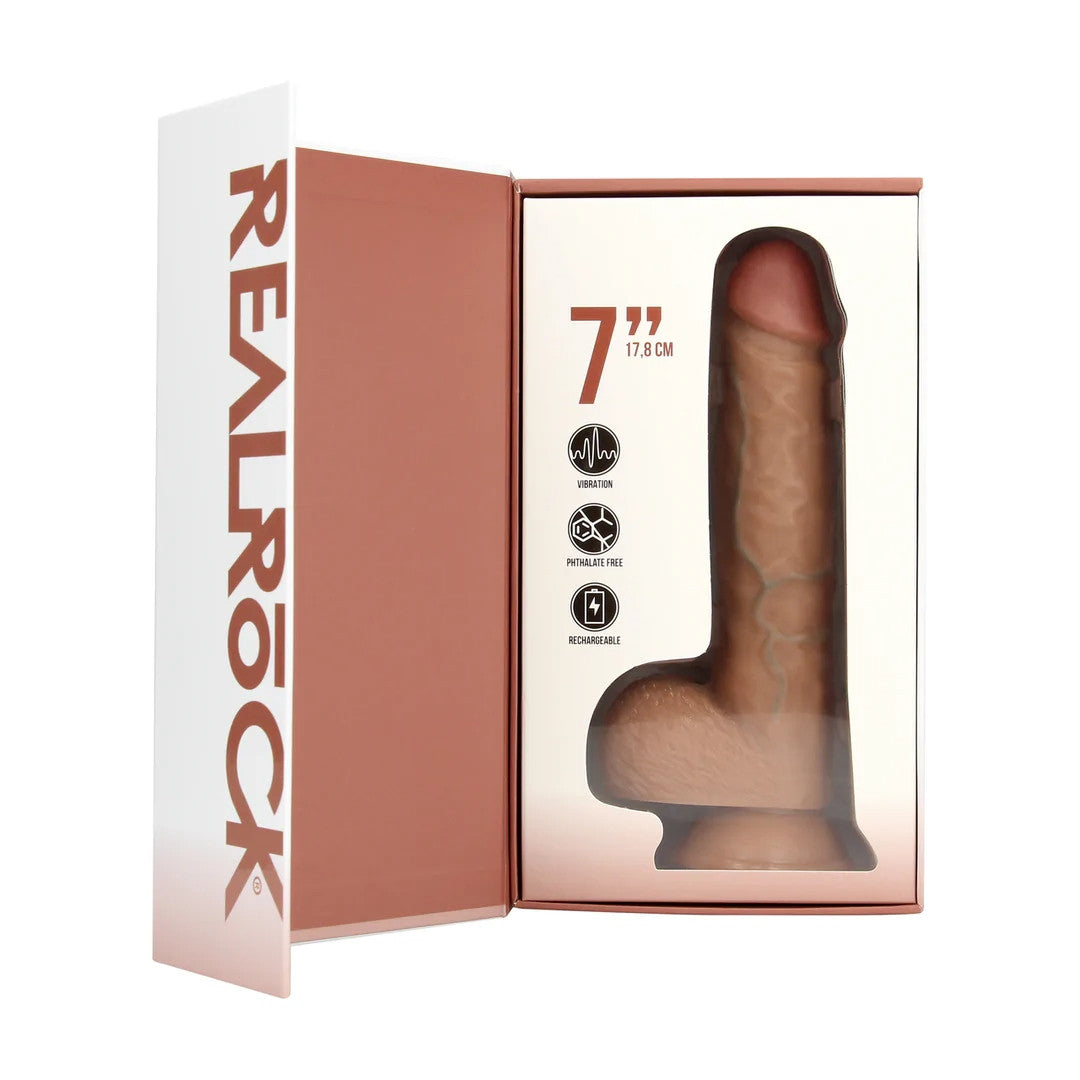 Fallo realistico con testicoli e ventosa dildo vibrante ricaricabile real rock