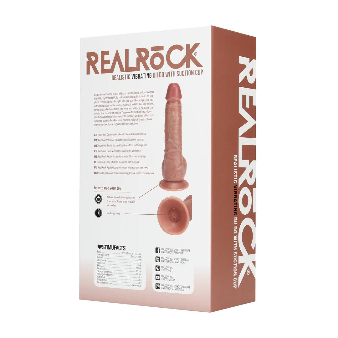 Fallo realistico con testicoli e ventosa dildo vibrante ricaricabile real rock