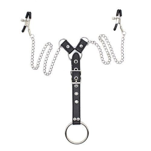 Penitence Man Nipples Clamps con Anello Fallico