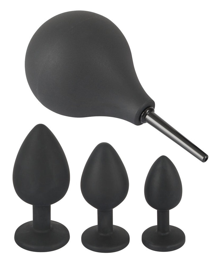 Kit sex toy anale in silicone Doccia intima con 3 anal plug S M L