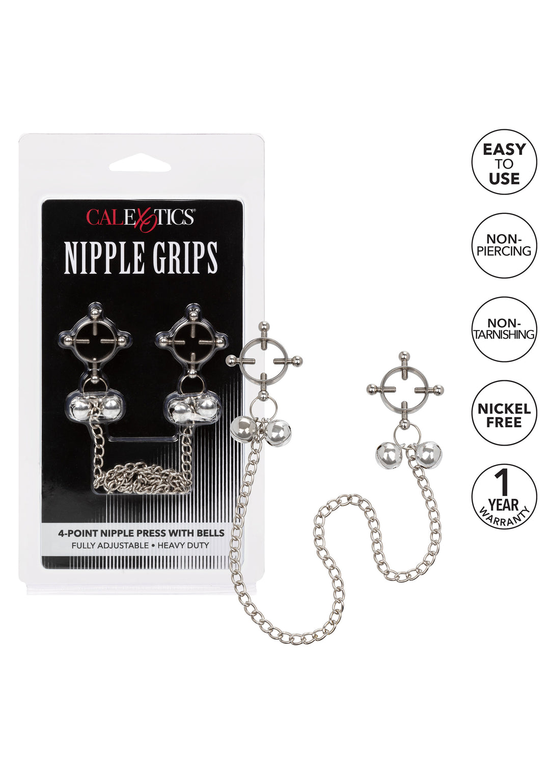 Pinze strizza capezzoli morsetti con catena 4-Point Nipple Press W Bells