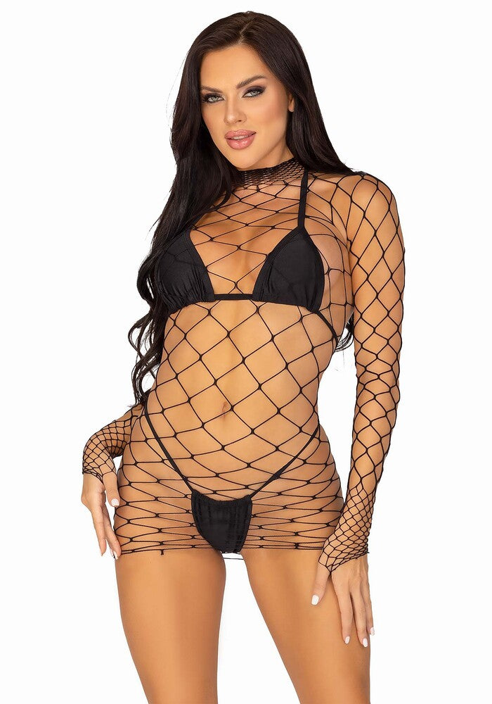 Abito Sexy Fence Net Mini Dress Nero
