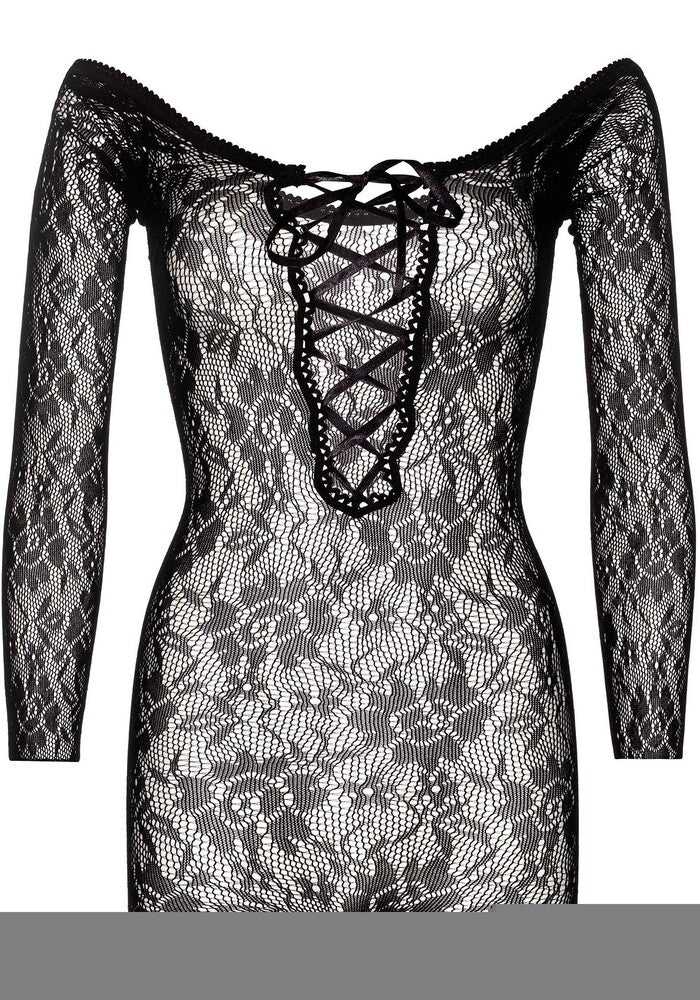 Mini Abito Sexy Seamless Lace Romper Nero
