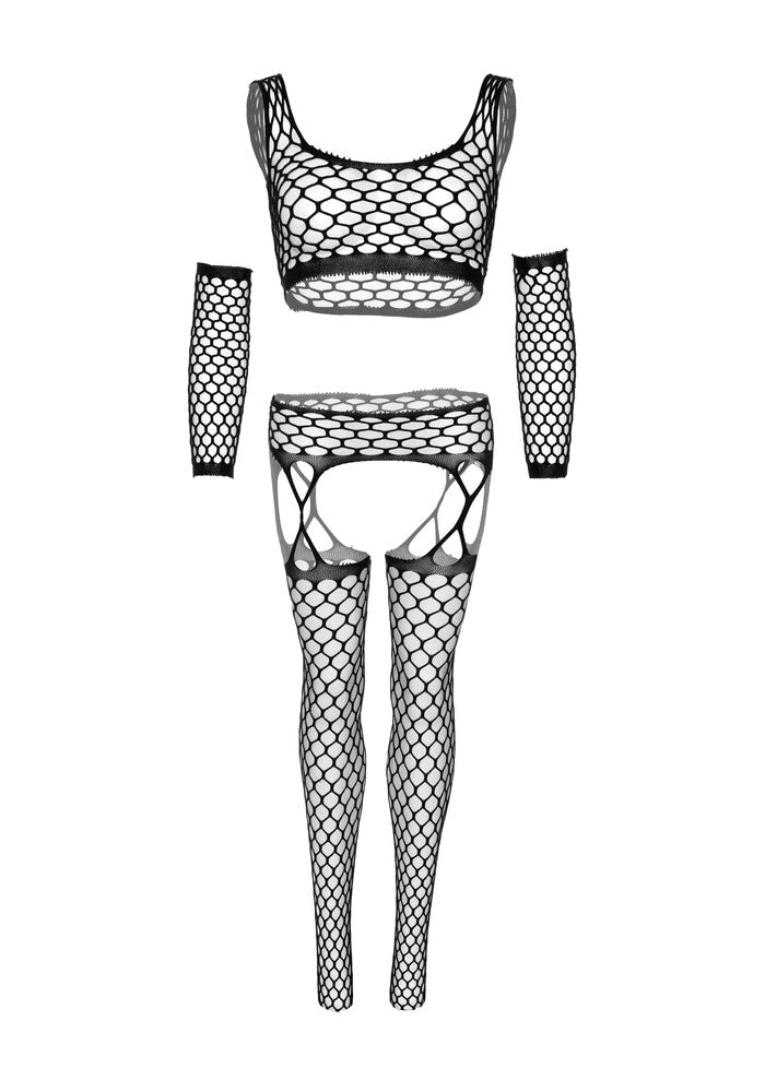Completino Sexy Crop Top and Gloves Nero