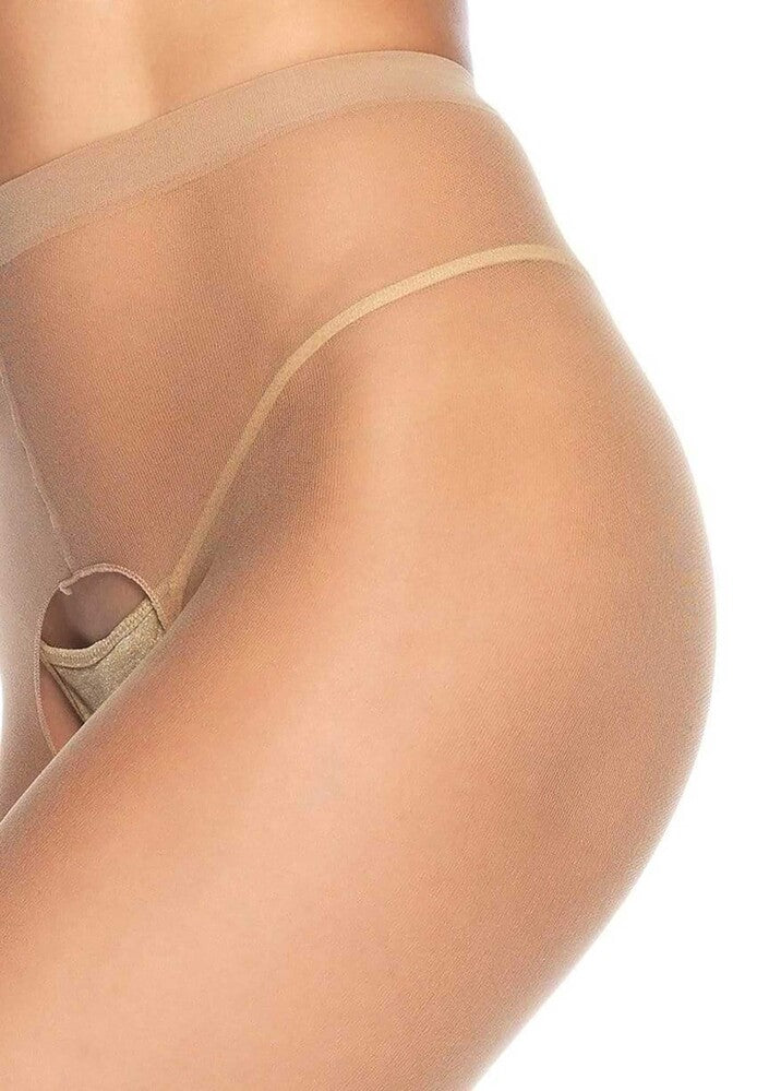 Collant Sexy Sheer Crotchless Nude