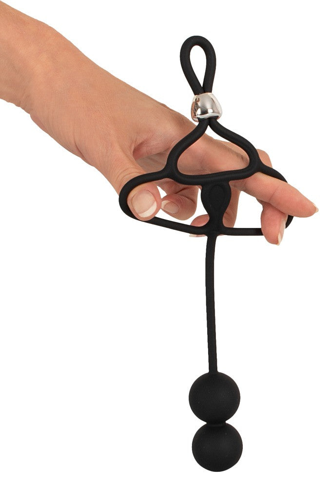 Triple Ball/Cock Ring with Anal Beads