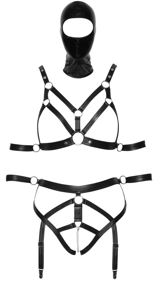 Bodysuit with mask bondage set