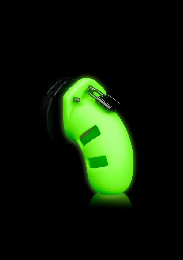 Chastity Belt Model 20 Cock Cage - 3.5'' - GitD - Neon Green/Black