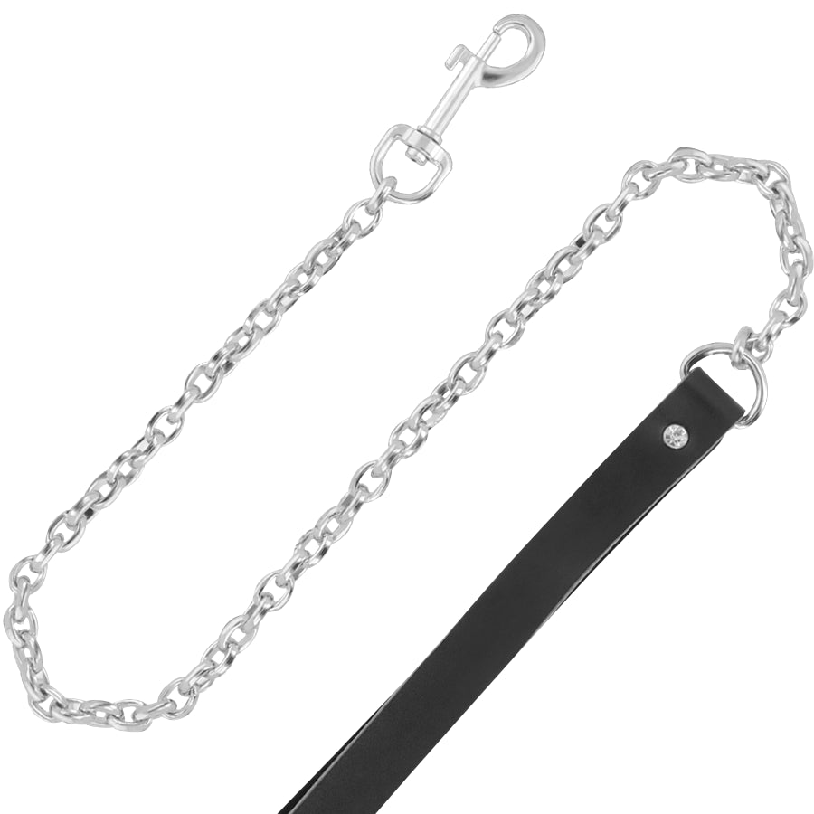 Collar with leash DARKNESS BLACK FURRY COLLAR WITH LEASH