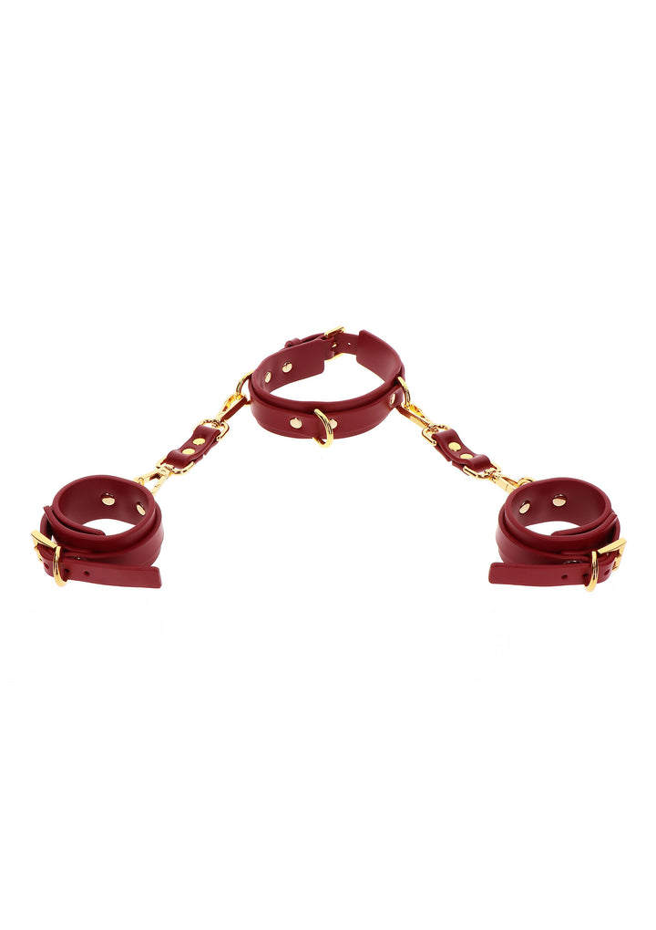 Collare con manette bondage D-Ring Collar and Wrist Cuffs