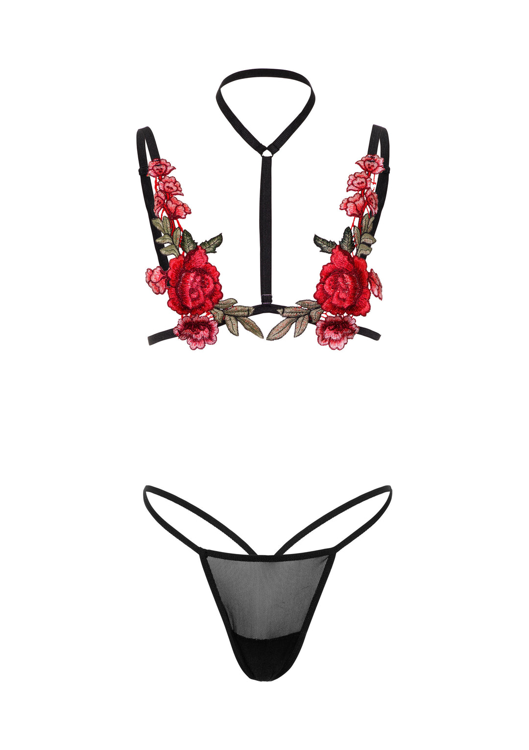 Complete underwear bra with thong Roses Bra and Panty Set