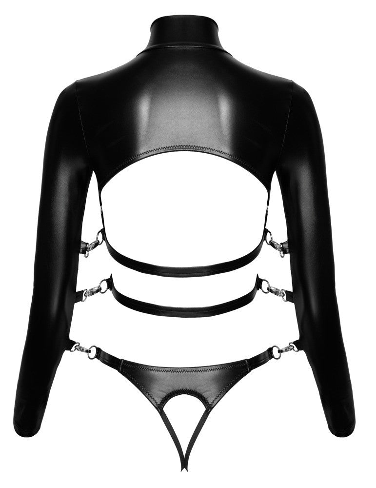 Complete underwear, long sleeve top and thong bdsm set