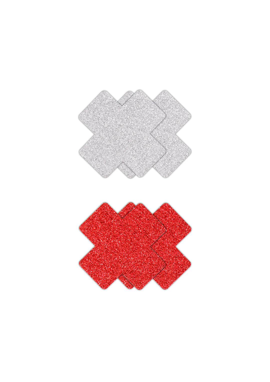 Copricapezzoli a forma di croce Pasties Glitter Cross 2 Pair Red & silver