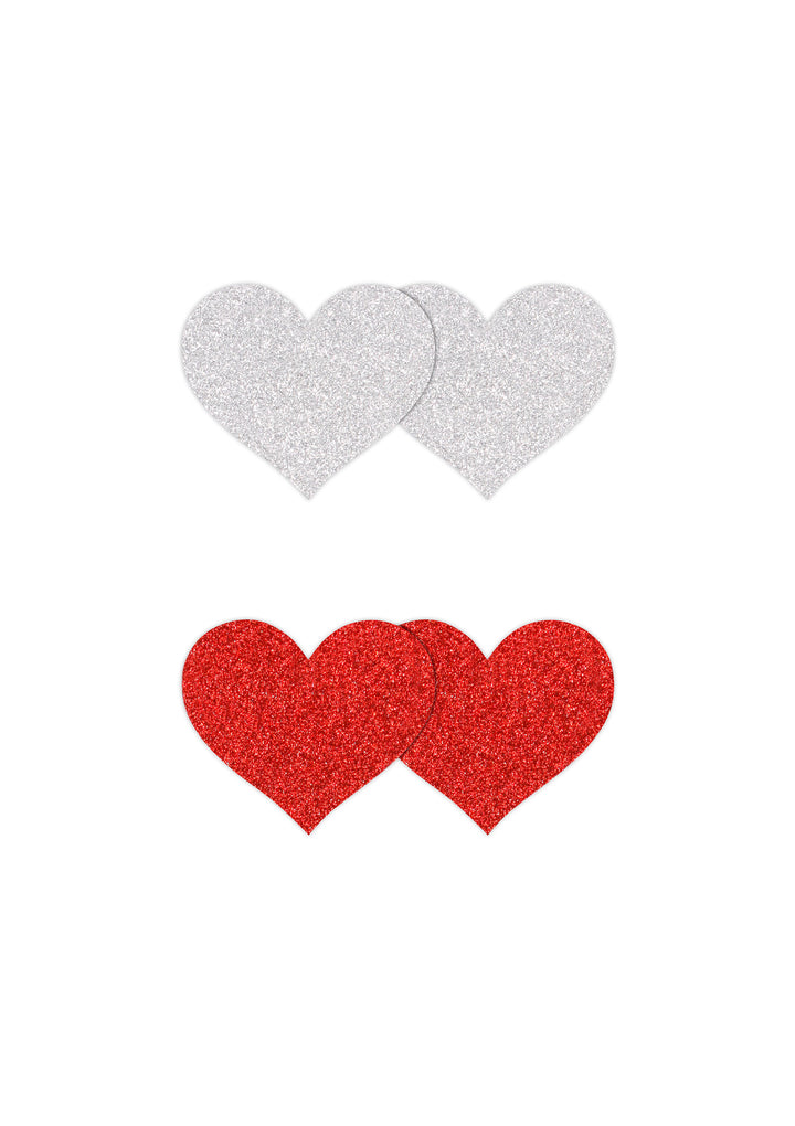 Heart Shaped Nipple Covers Pasties Glitter Hearts 2 Pair