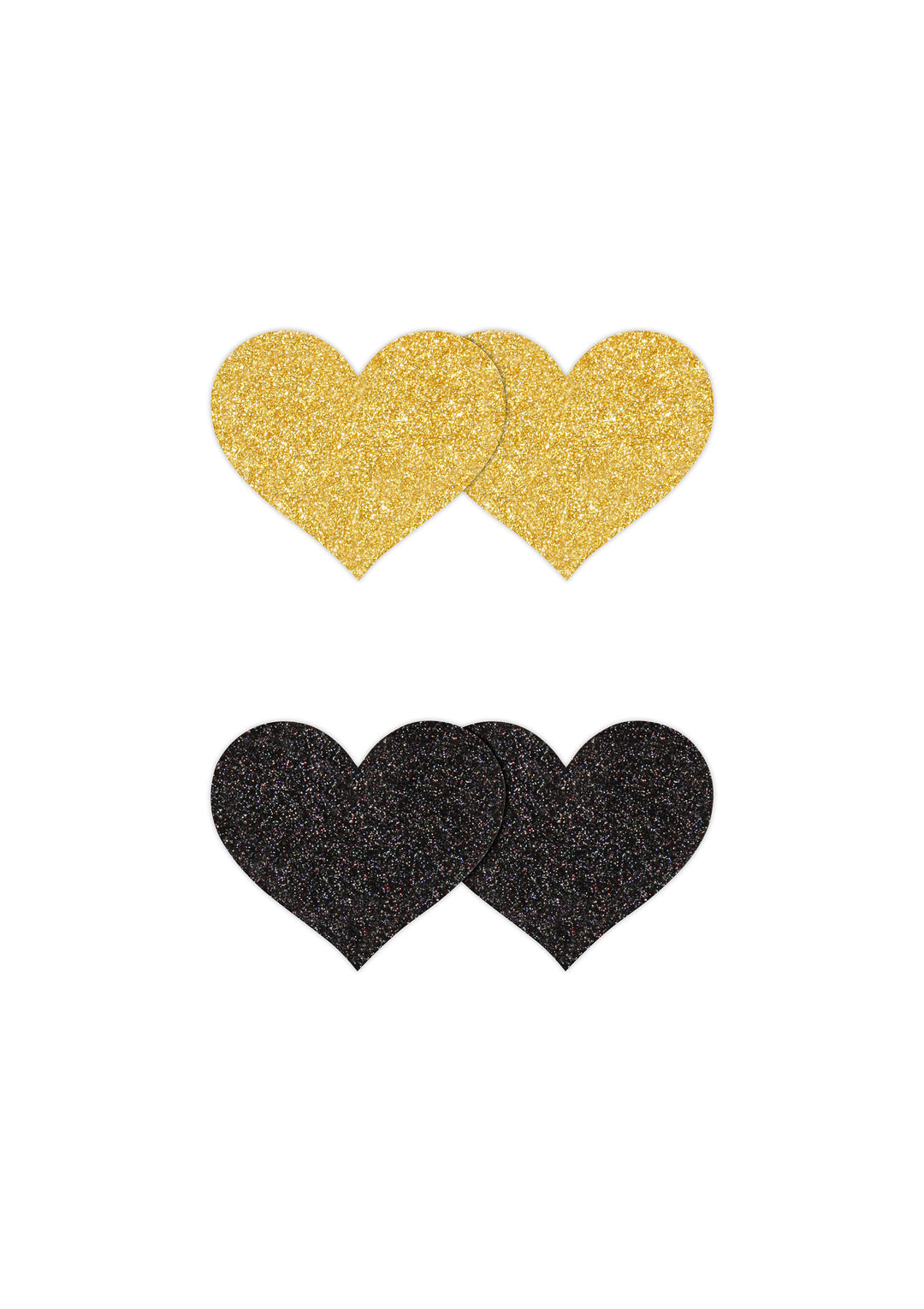 Heart-shaped nipple covers Pasties Glitter Hearts 2 Pair black &amp; gold