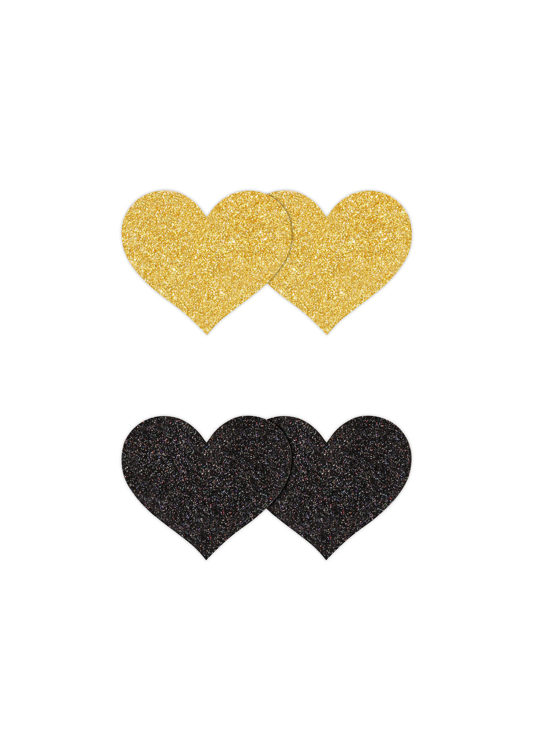 Copricapezzoli a forma di cuore Pasties Glitter Hearts 2 Pair black & gold