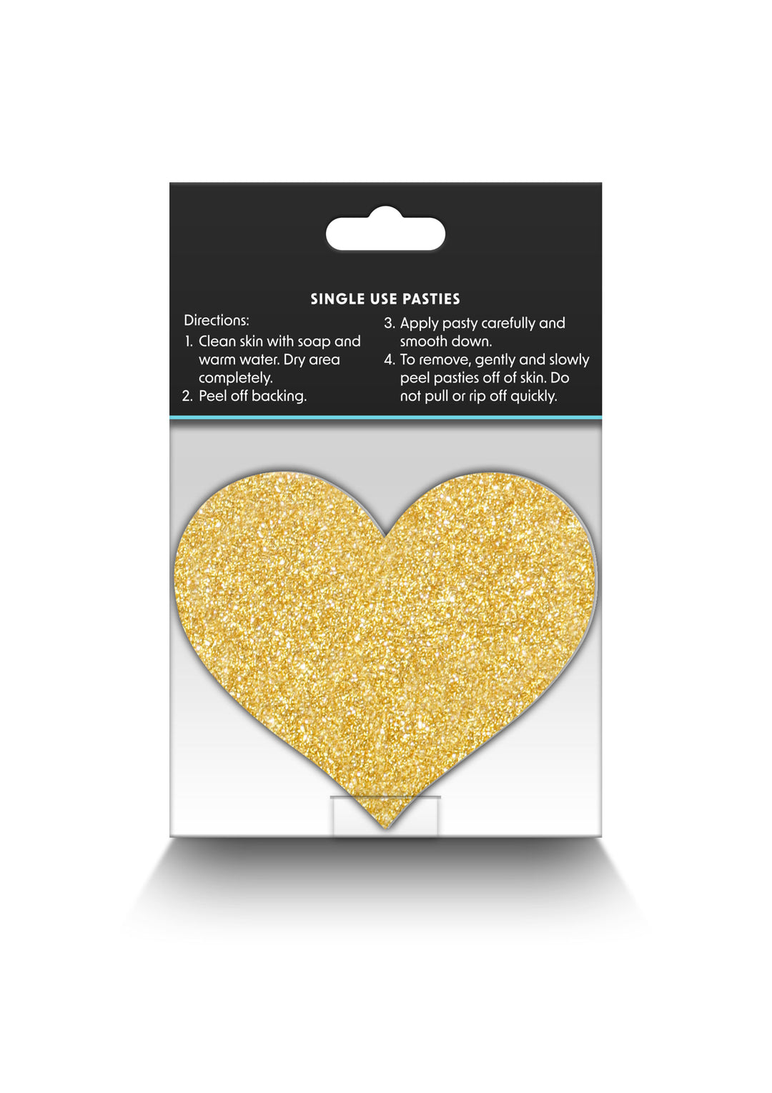 Heart-shaped nipple covers Pasties Glitter Hearts 2 Pair black &amp; gold