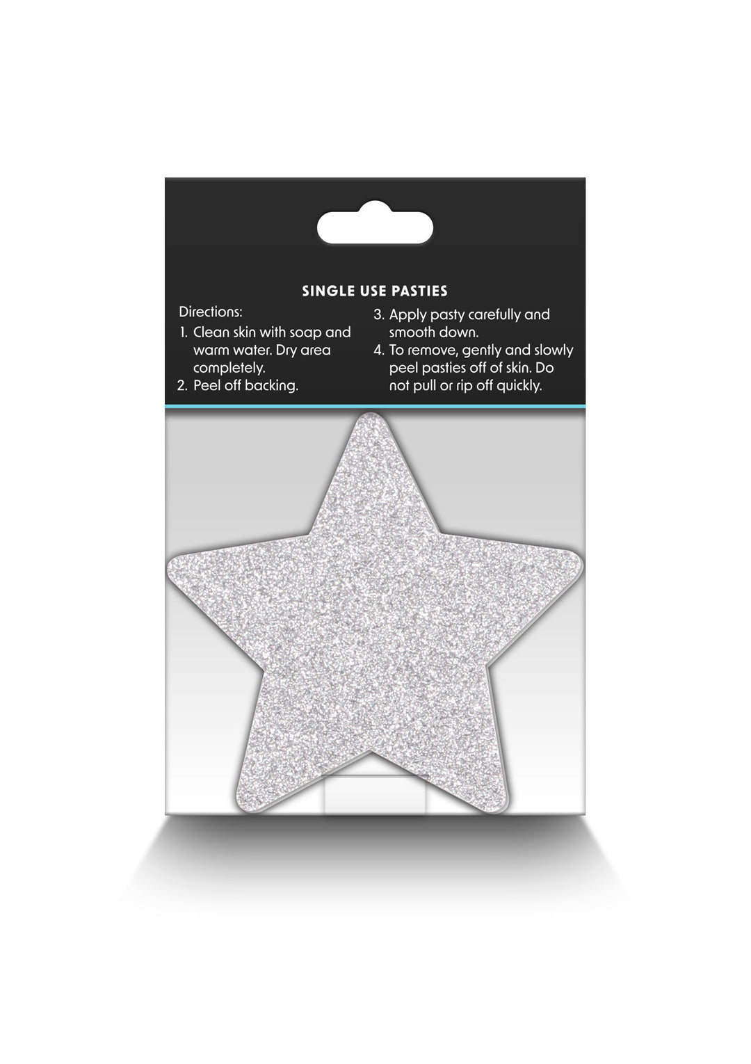 Copricapezzoli a forma di stella Pasties Glitter Stars 2 Pair red & silver