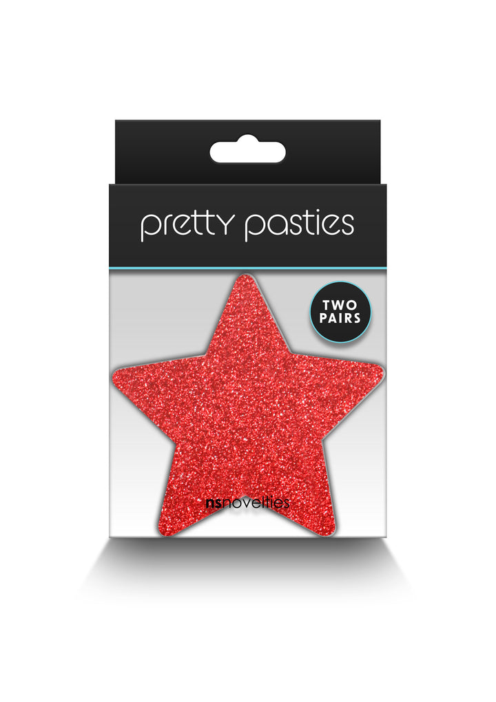 Copricapezzoli a forma di stella Pasties Glitter Stars 2 Pair red & silver