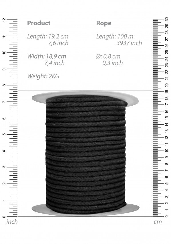 Ouch shibari rope - Bondage Rope - 100 Meters - Black