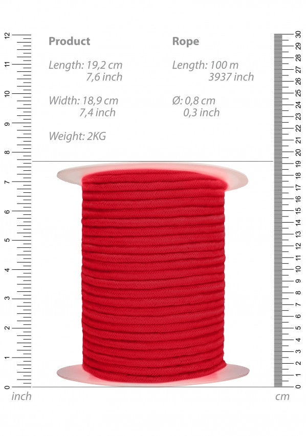 Ouch shibari rope - Bondage Rope - 100 Meters - Red