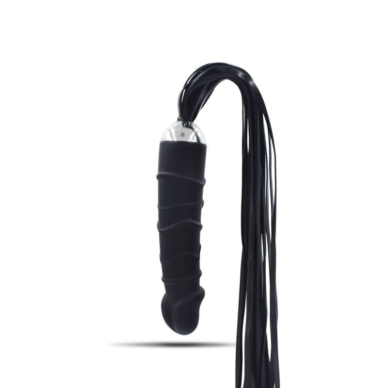 Realistic silicone anal vaginal dildo with whip fetish bondage