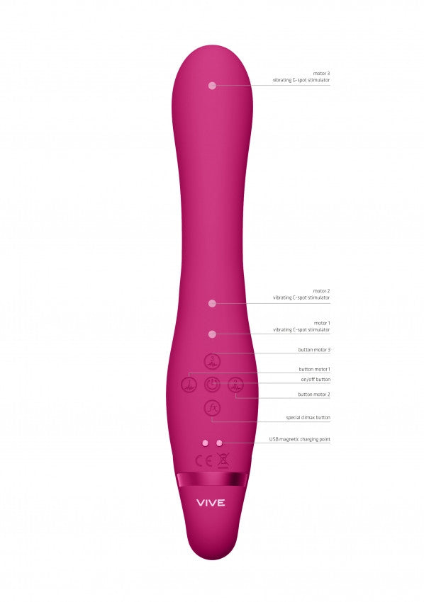 Vibratore Rabbit a 3 motori strapless nero Suki Pink - 12cm