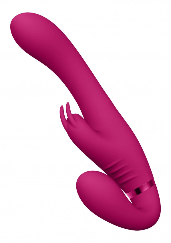 Vibratore Rabbit a 3 motori strapless nero Suki Pink - 12cm