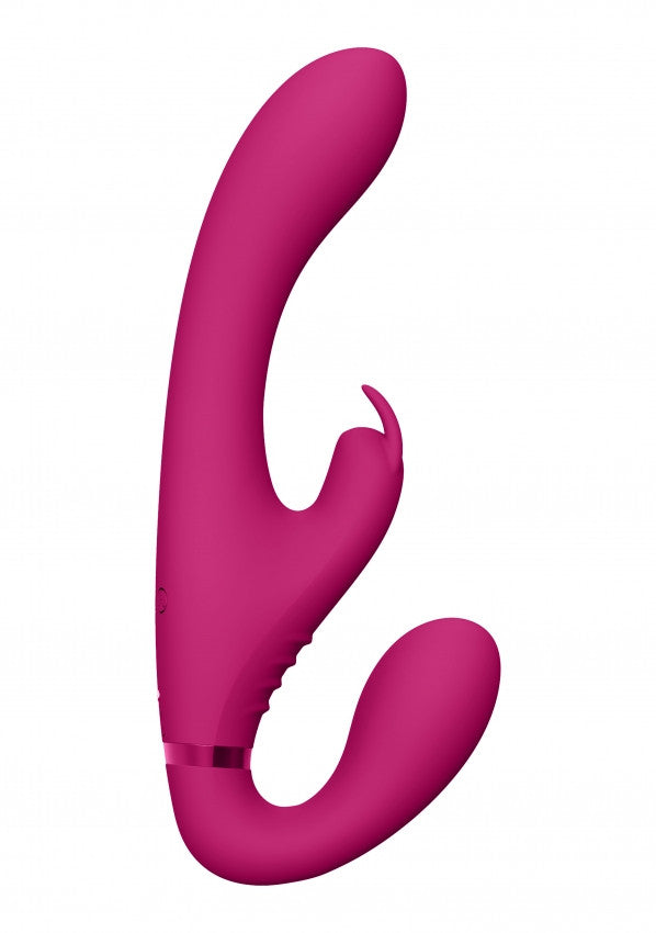 Vibratore Rabbit a 3 motori strapless nero Suki Pink - 12cm